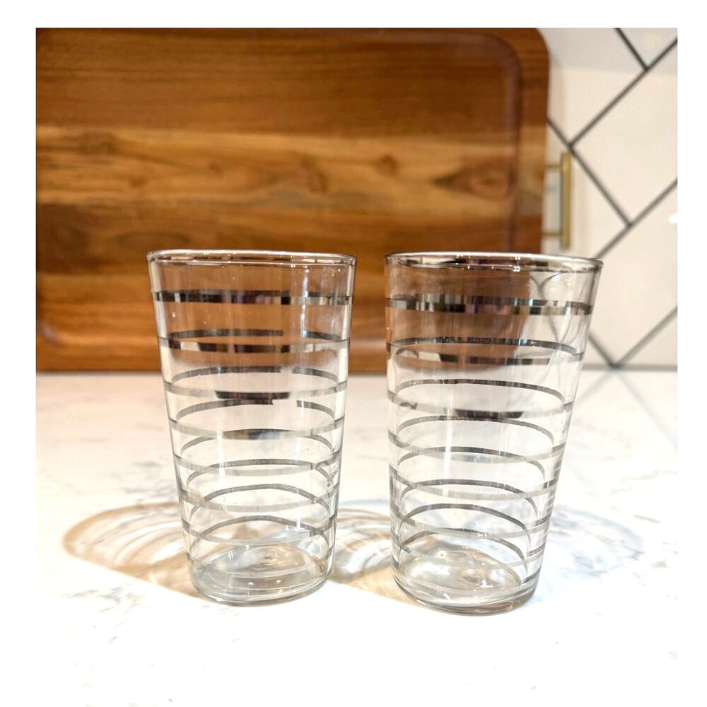 vintage Libbey midcentury modern drinking glasses x2 barware cocktails juice